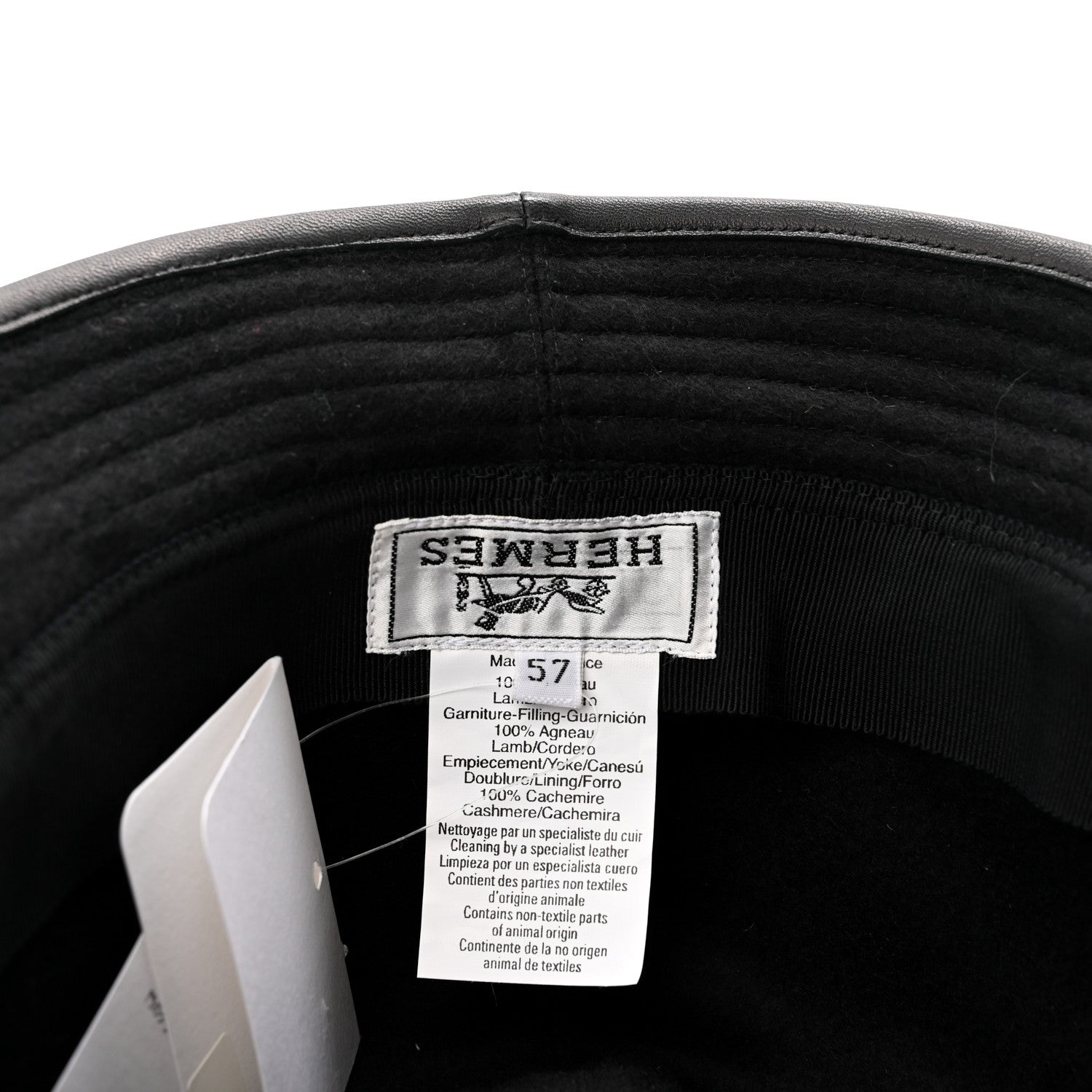 Hermes Wool Calfskin Hat 57 Black 8 of 11