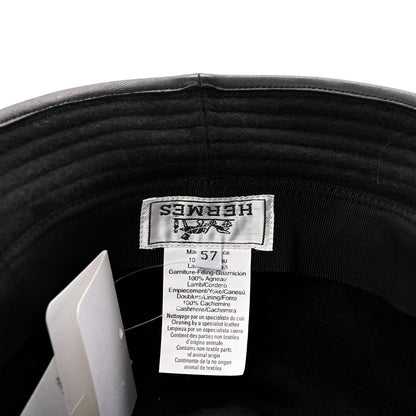Hermes Wool Calfskin Hat 57 Black 8 of 11