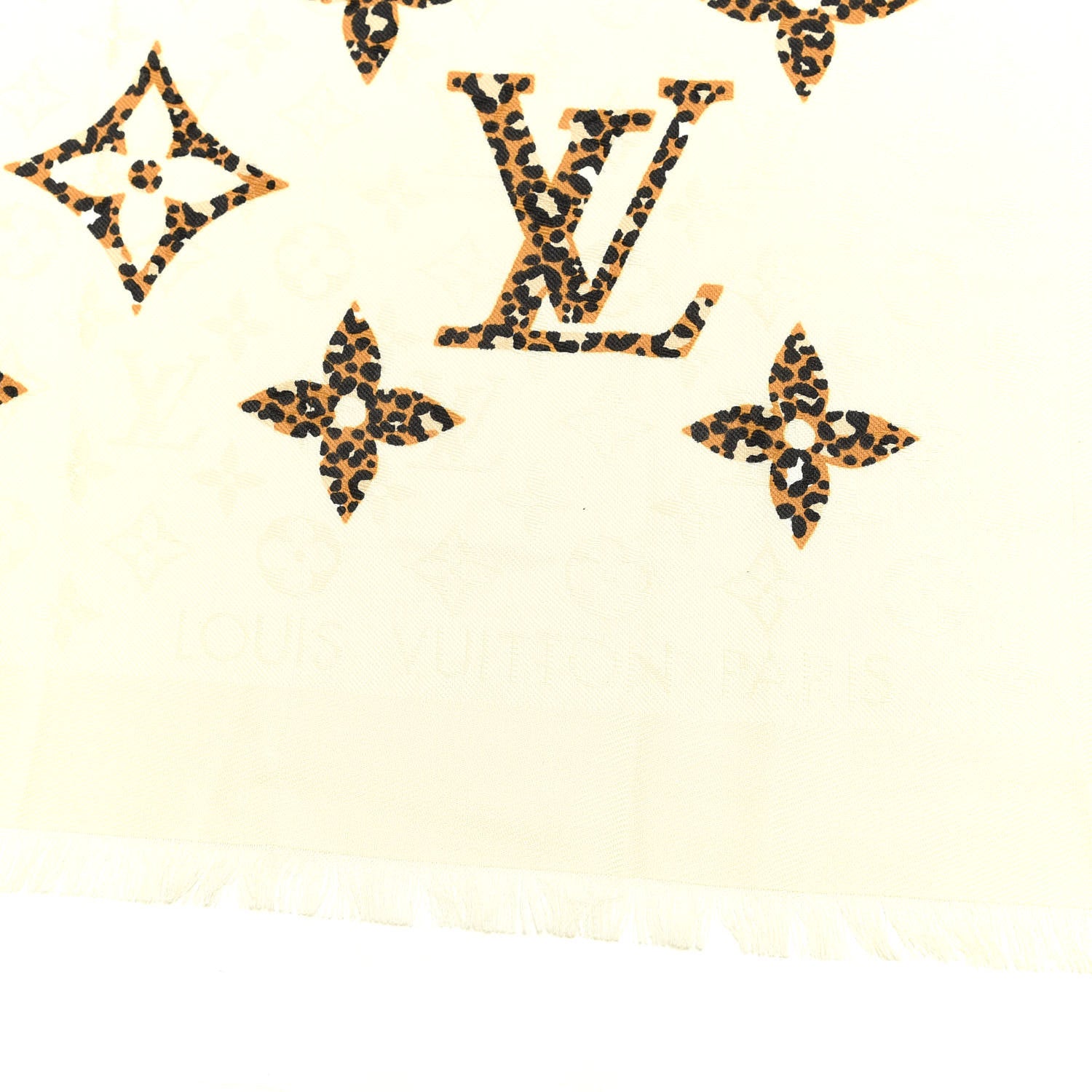 Louis Vuitton Wool Silk Monogram Giant Jungle Shawl Beige 3 of 6