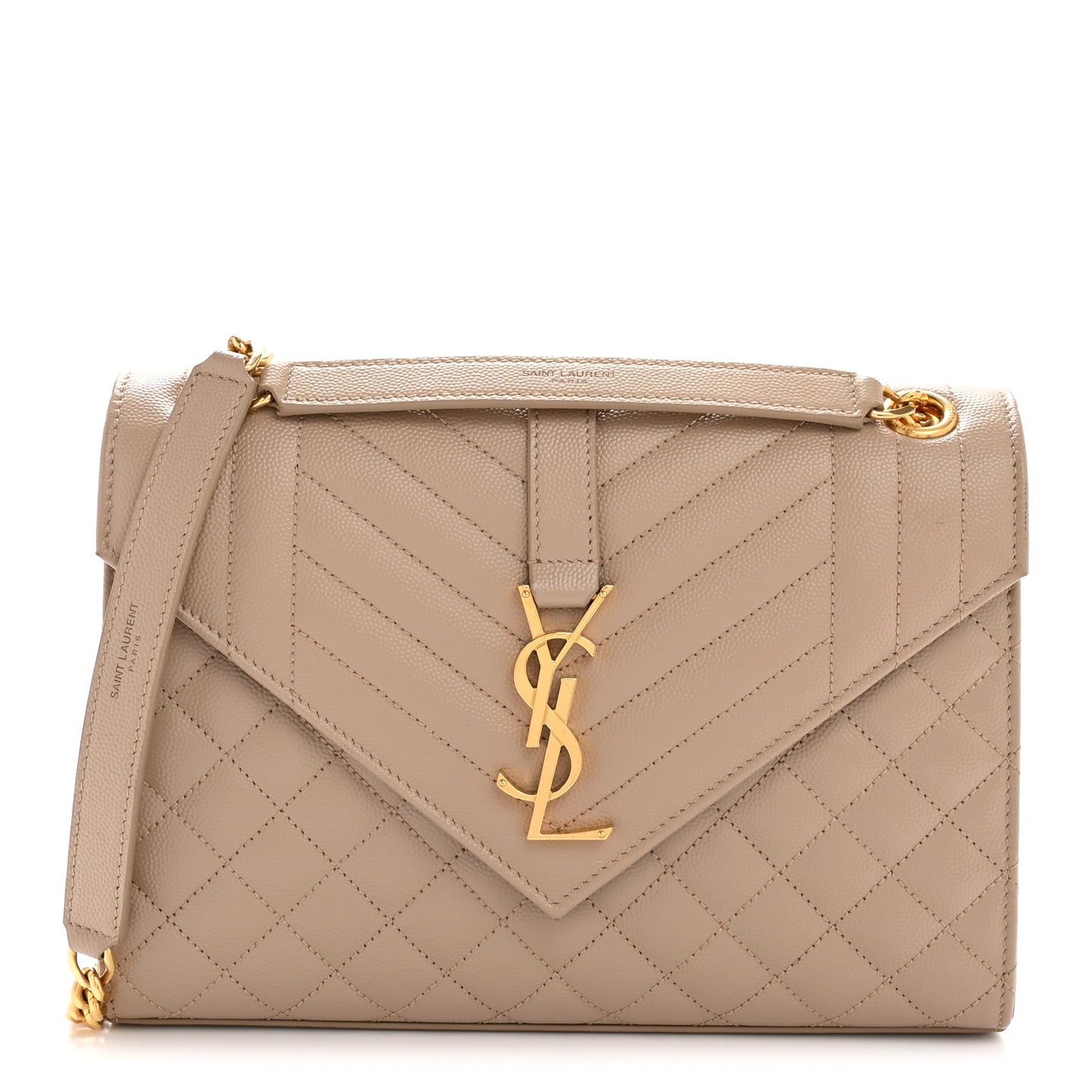 Grain De Poudre Textured Mixed Matelasse Triquilt Medium Monogram Satchel Dark Beige