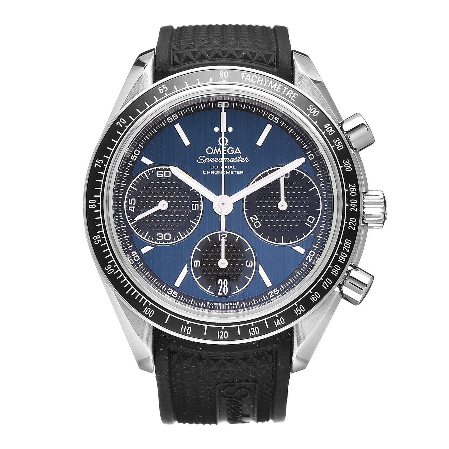 Stainless Steel Rubber 40mm Speedmaster Racing Co-Axial Chronograph Automatic Watch Blue 326.32.40.50.03.001