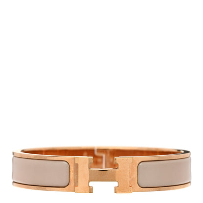Hermes Enamel Narrow Clic Clac H Bracelet PM Beige Rose 1 of 5