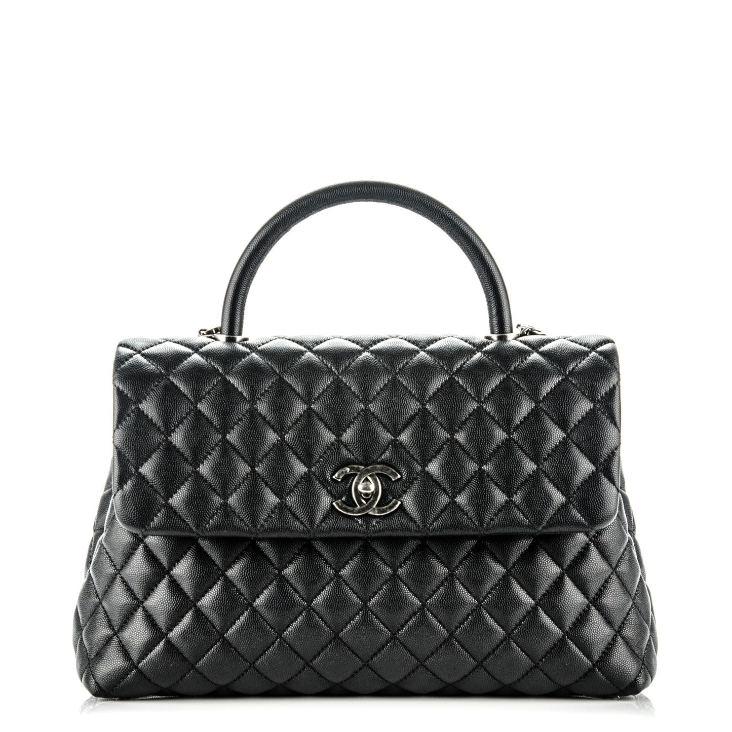 Caviar Quilted Medium Coco Handle Flap Black