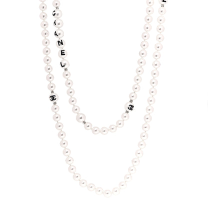 Chanel Pearl Crystal Long CC Logo Necklace Gold 3 of 15