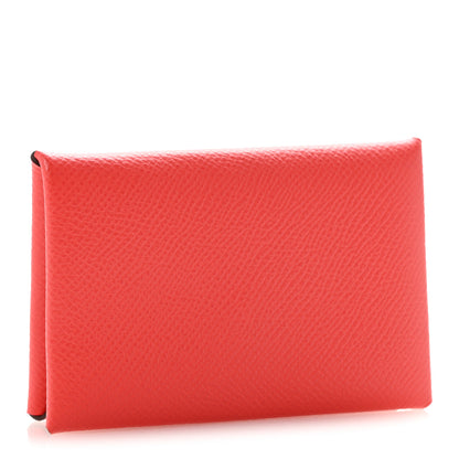 Hermes Epsom Calvi Card Case Rose Jaipur 3 of 7