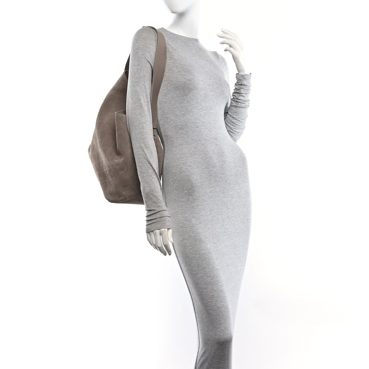 Suede CC Large Bucket Bag Grey