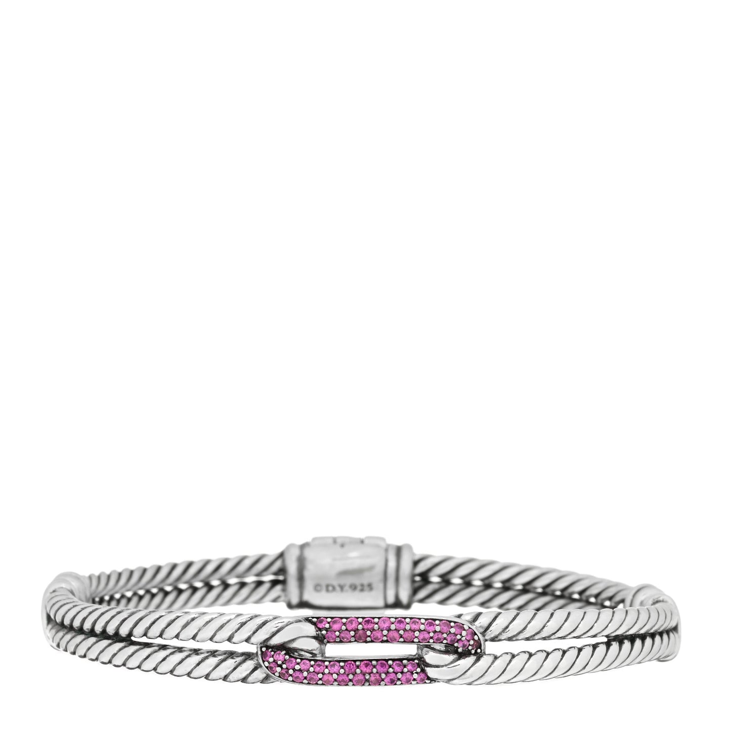 Sterling Silver Pave Pink Sapphire 7mm Mini Loop Labyrinth Bracelet