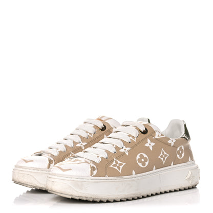 Louis Vuitton Monogram Giant Time Out Sneakers 36 Kaki White Beige 3 of 19