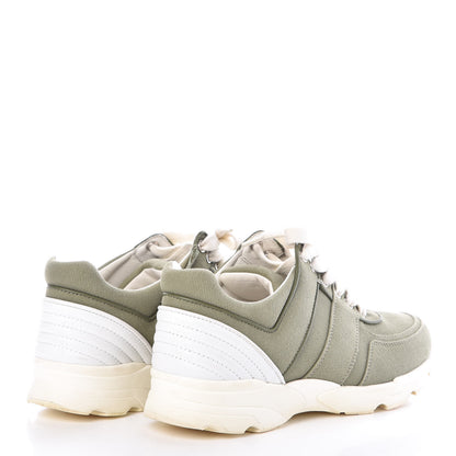 Chanel Fabric CC Sneakers 37.5 Khaki 4 of 11