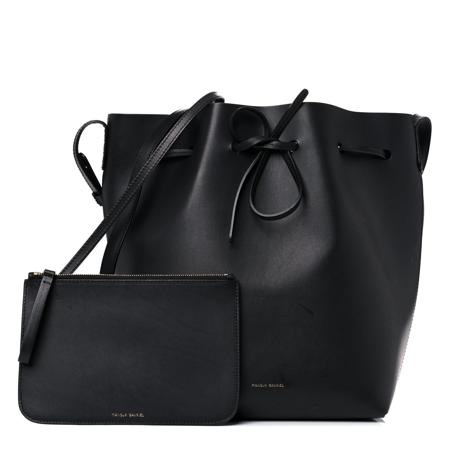 Vegetable Tanned Calfskin Bucket Bag Black Royal