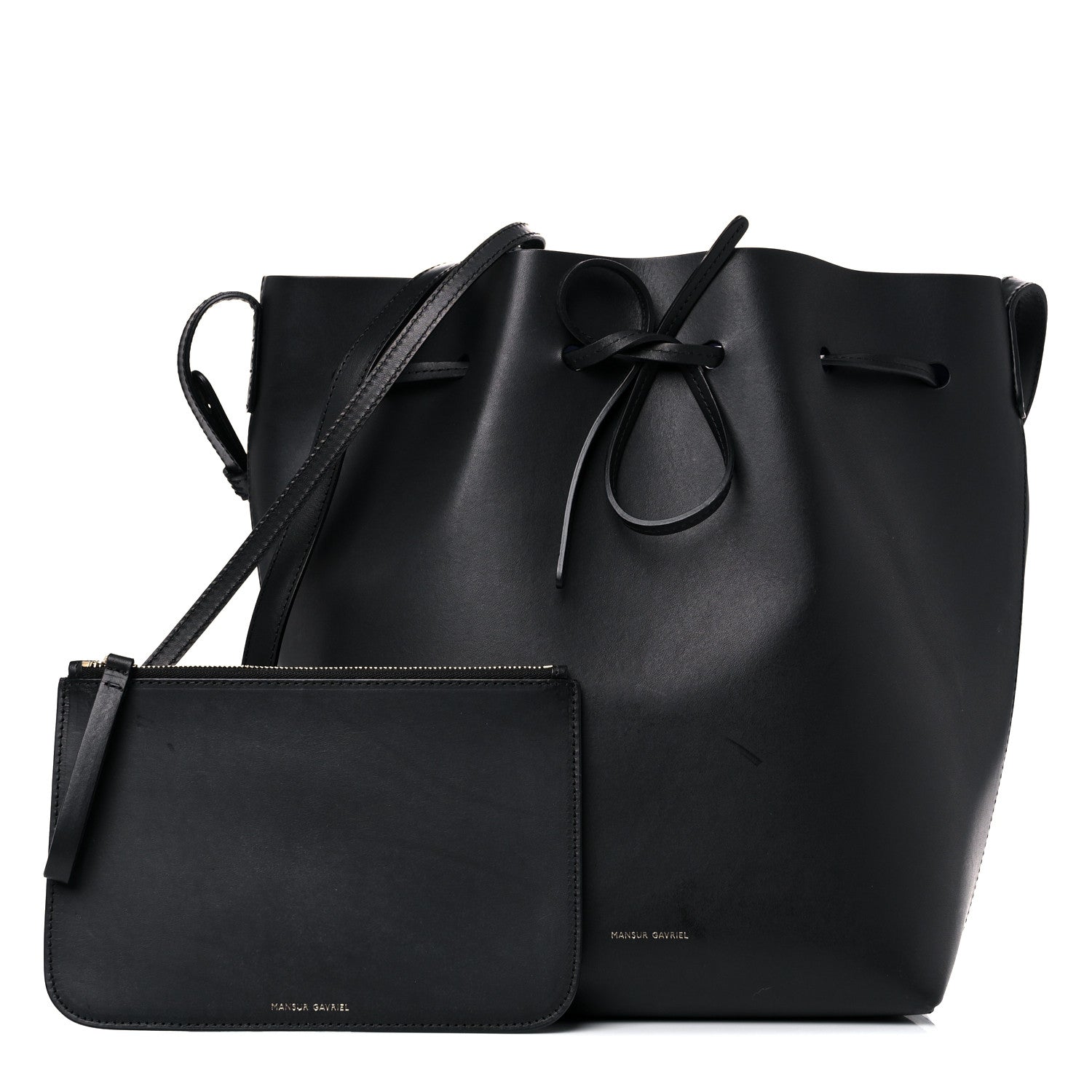 Mansur Gavriel Vegetable Tanned Calfskin Bucket Bag Black Royal 1 of 16