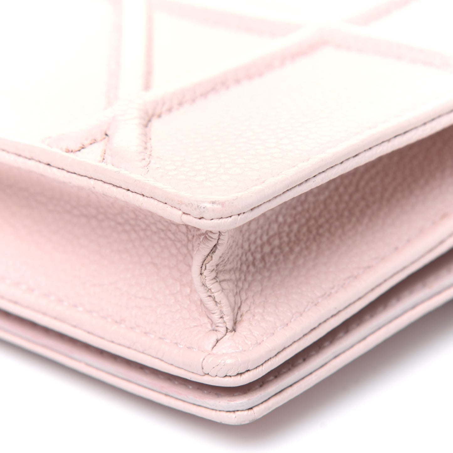 Grained Calfskin Diorama Wallet on Chain Pouch Rose Poudre