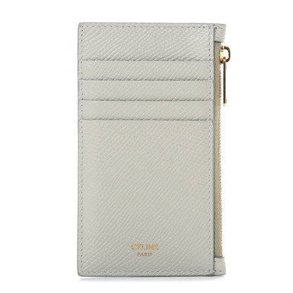 Celine Grained Calfskin Zipped Card Holder Vert D’eau 1 of 9
