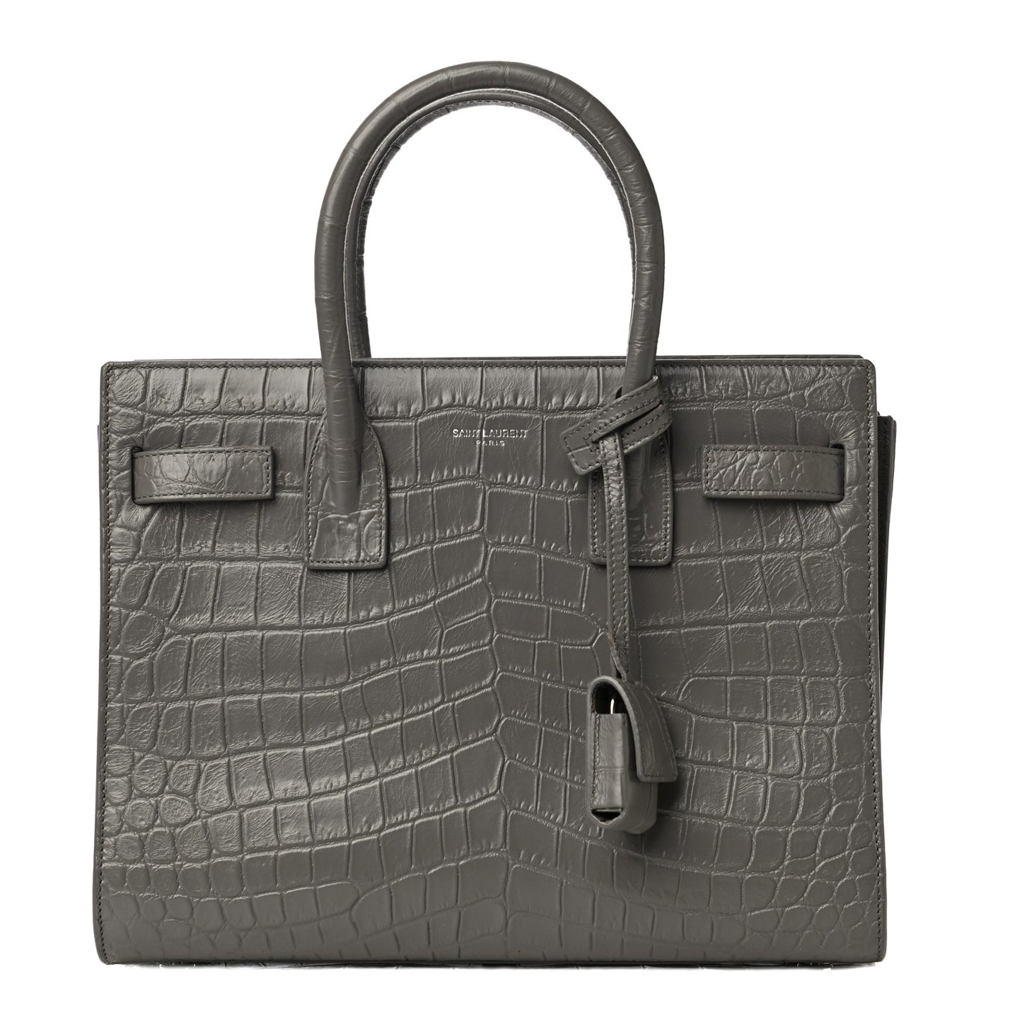 Calfskin Crocodile Embossed Baby Sac De Jour Fog