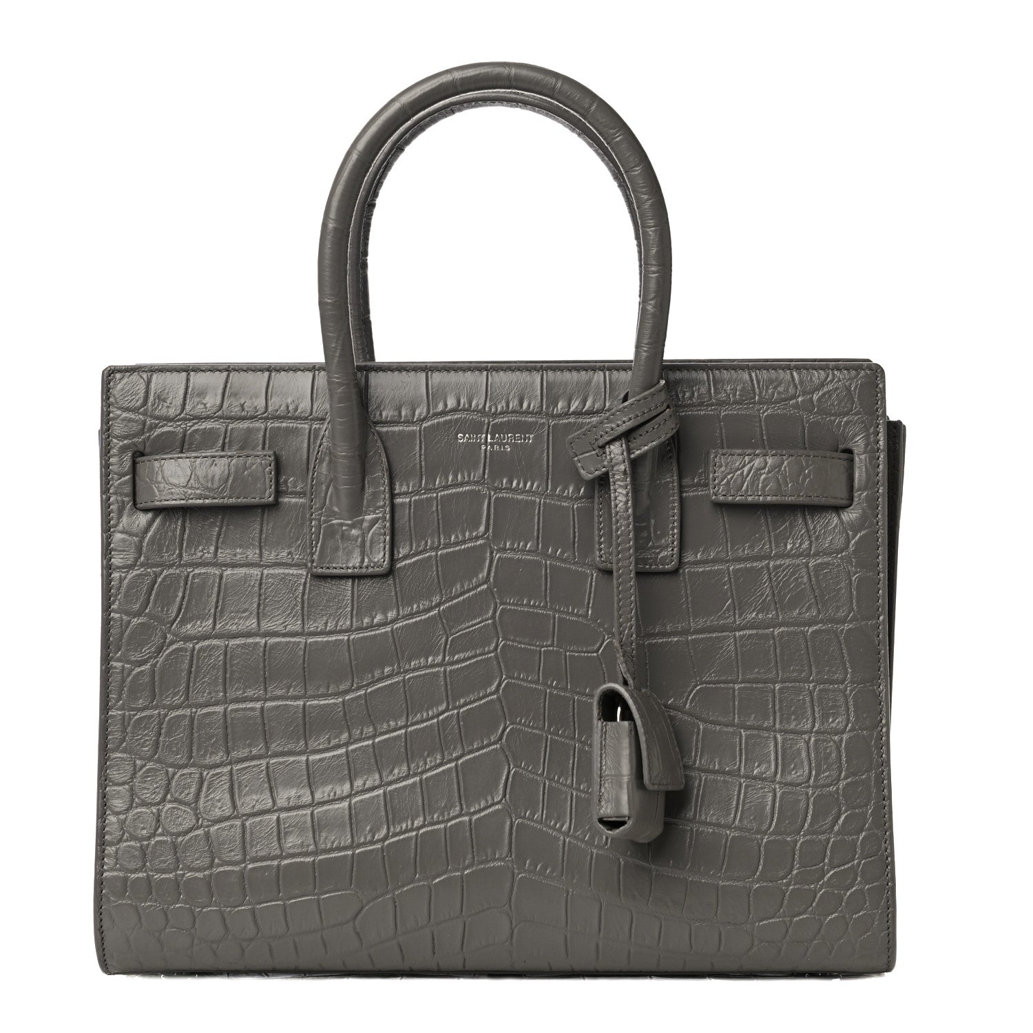 Saint Laurent Calfskin Crocodile Embossed Baby Sac De Jour Fog 1 of 10