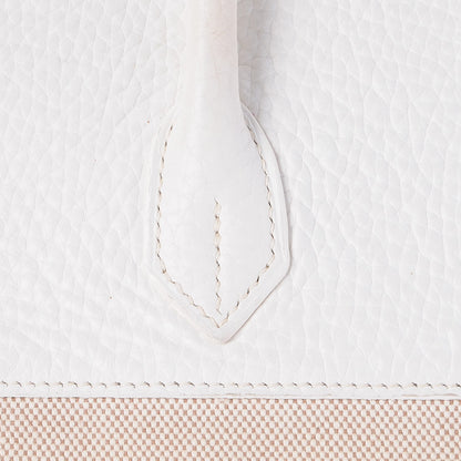 Hermes Toile Taurillon Clemence Birkin 35 White 33 of 41