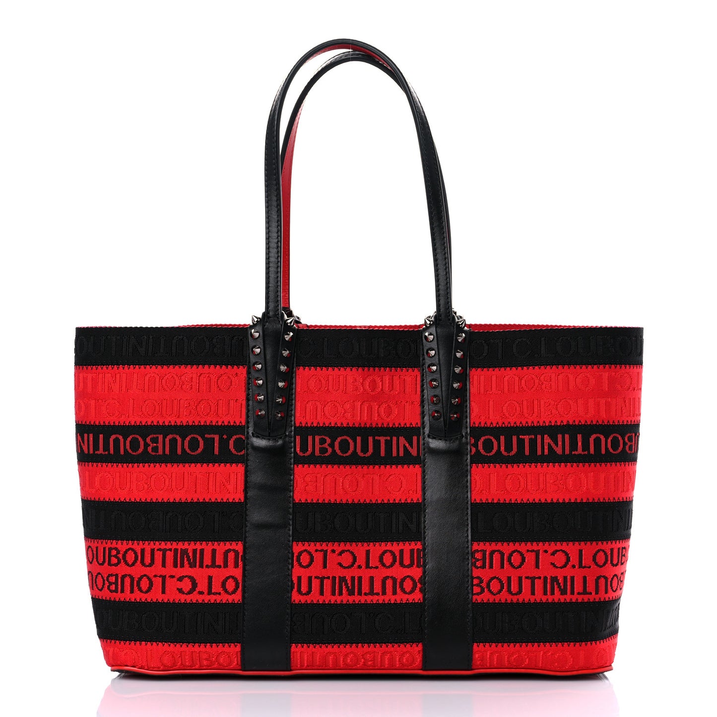 Canvas Spikes East West Cabata Tote Red Black