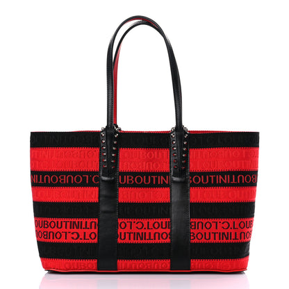 Christian Louboutin Canvas Spikes East West Cabata Tote Red Black 1 of 15