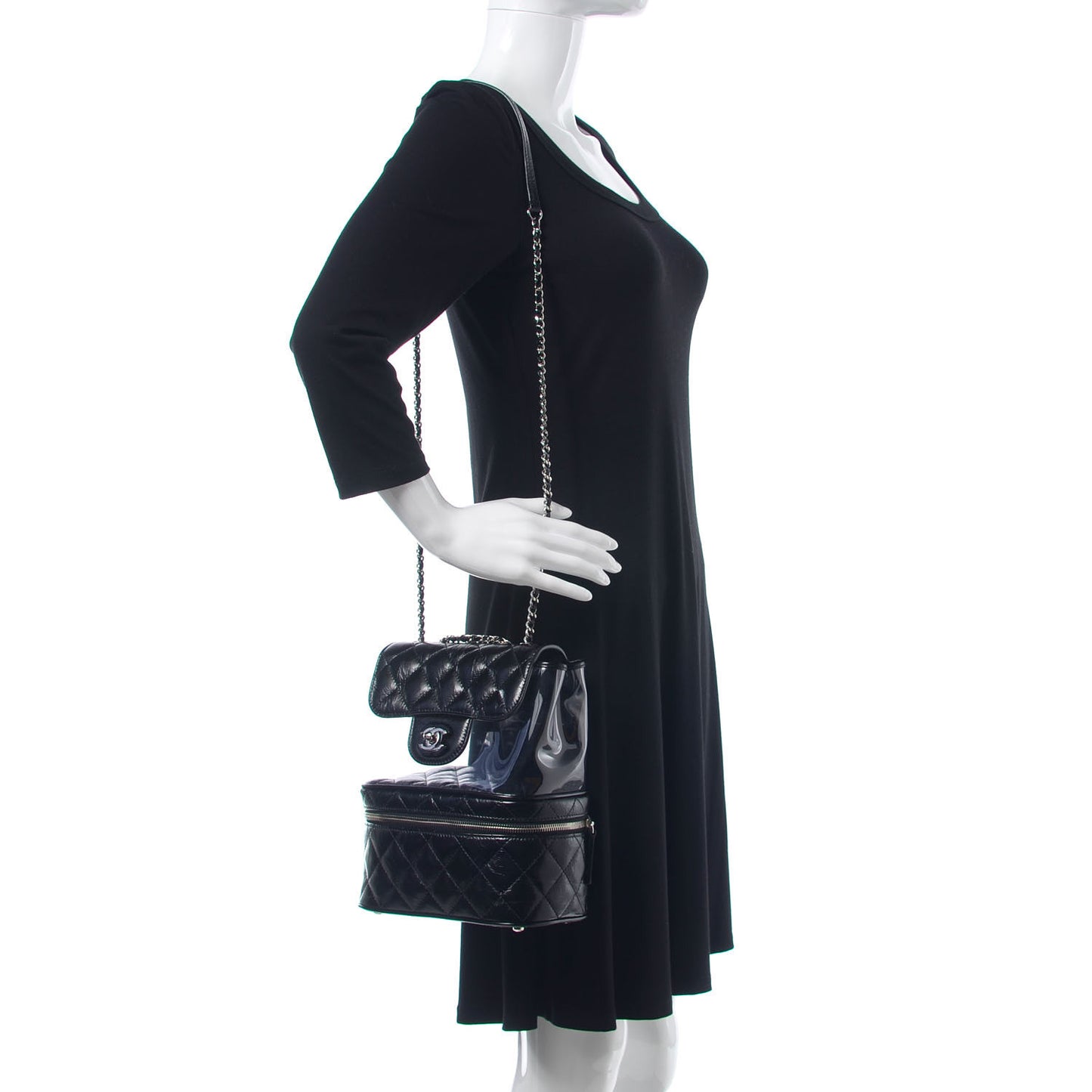 Crumpled Calfskin PVC Quilted Backpack Black