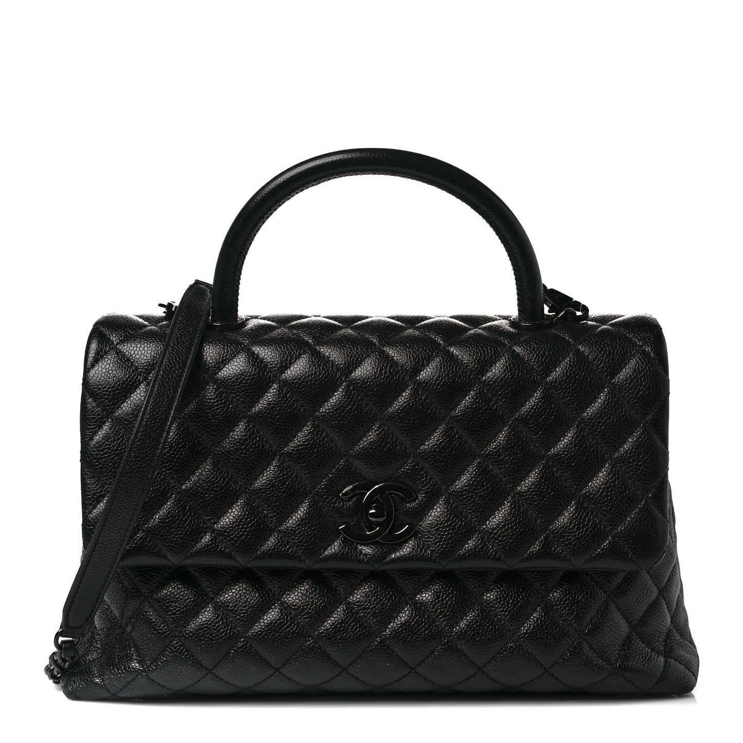 Caviar Quilted Medium Coco Handle Flap So Black