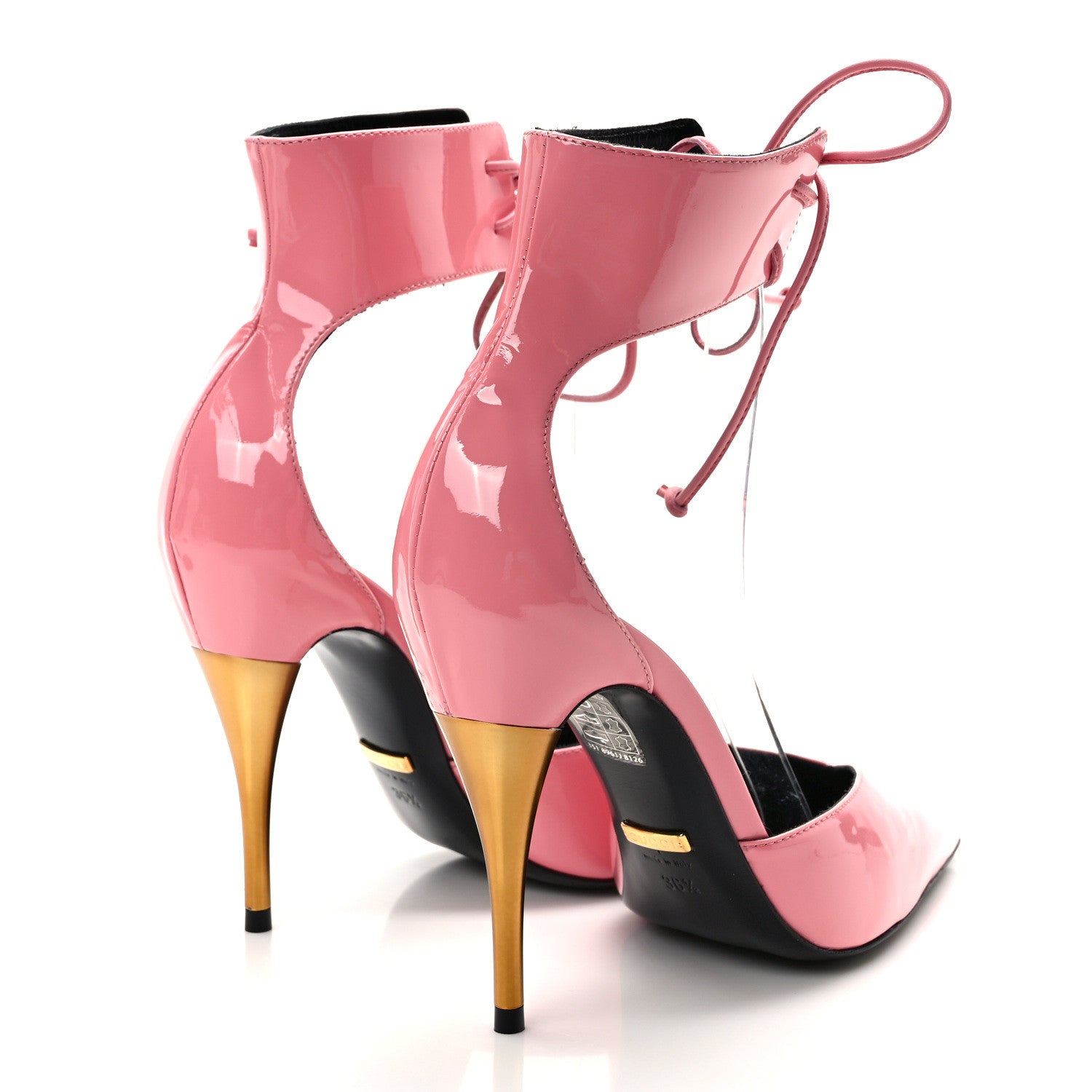 Gucci Vitello Vernice Soft Nappa Priscilla Ankle Cuff Pumps 36.5 Butterfly Pink 4 of 7