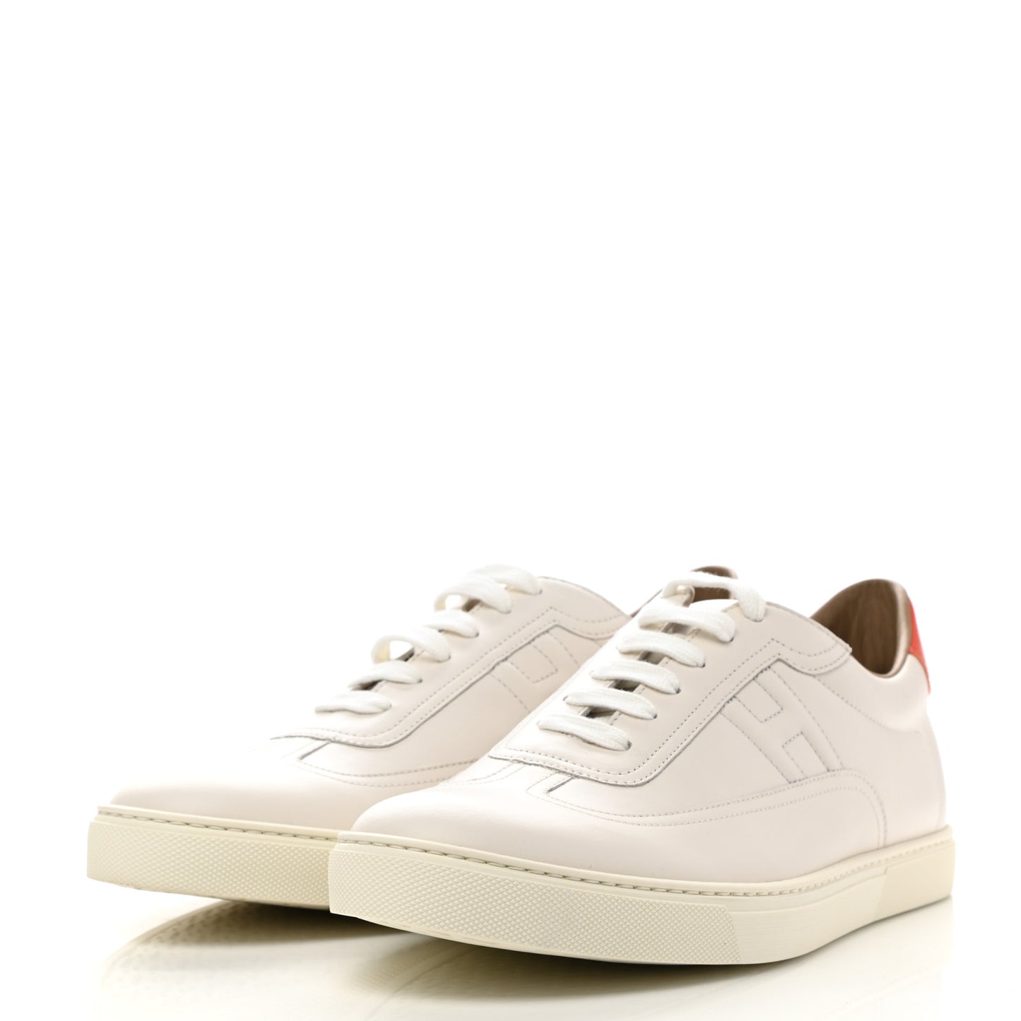 Calfskin Mens Quicker Sneakers 45 White Orange