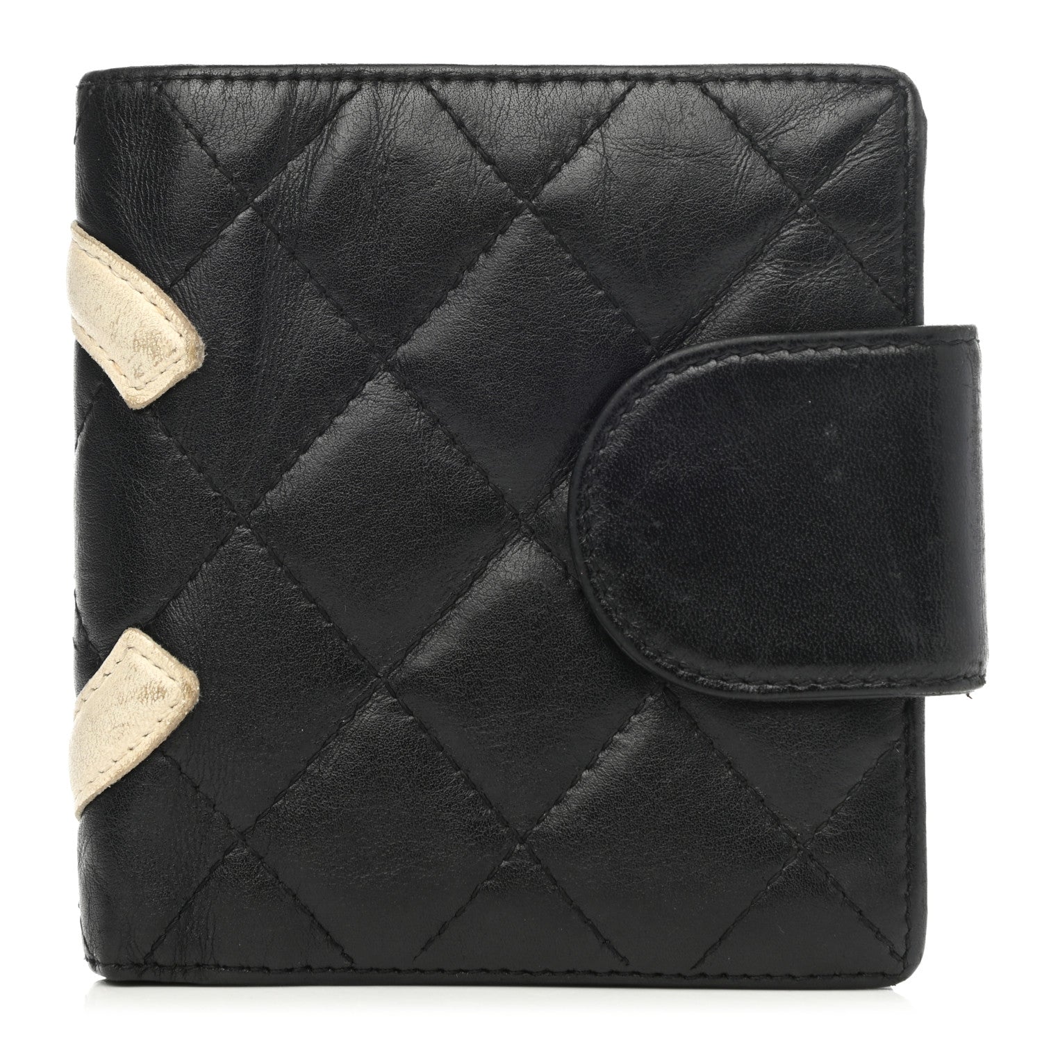 Chanel Calfskin Quilted Cambon Bi-Fold Wallet Black White 1 of 13
