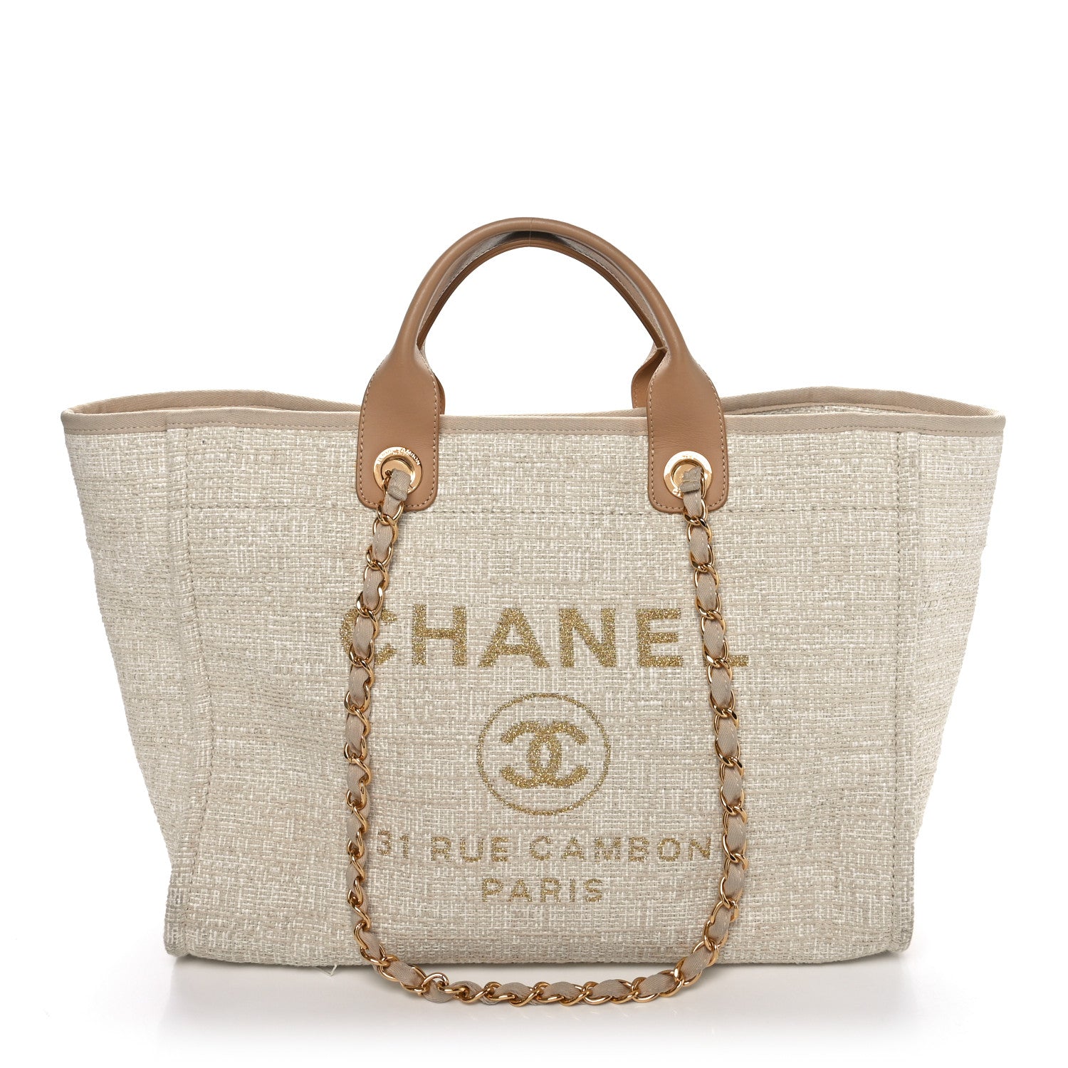 Chanel Canvas Medium Deauville Tote Light Beige 1 of 11