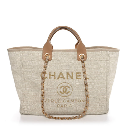 Chanel Canvas Medium Deauville Tote Light Beige 1 of 11