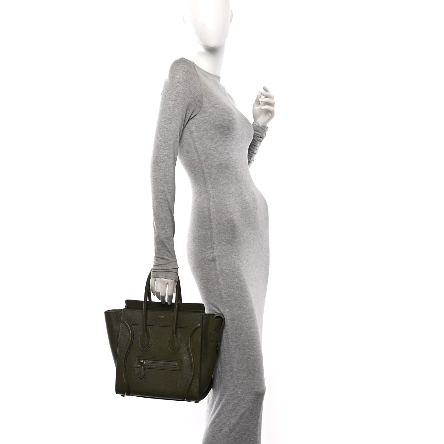 Drummed Calfskin Micro Luggage Dark Olive