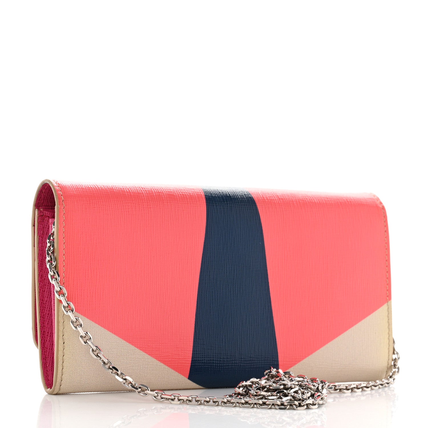 Fendi Vitello Elite Crystal Eye Monster Continental Wallet on Chain Bellini Multicolor 3 of 8