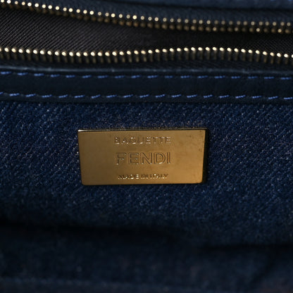 Fendi Denim Large Baguette Blue Arancio Fluo 6 of 16