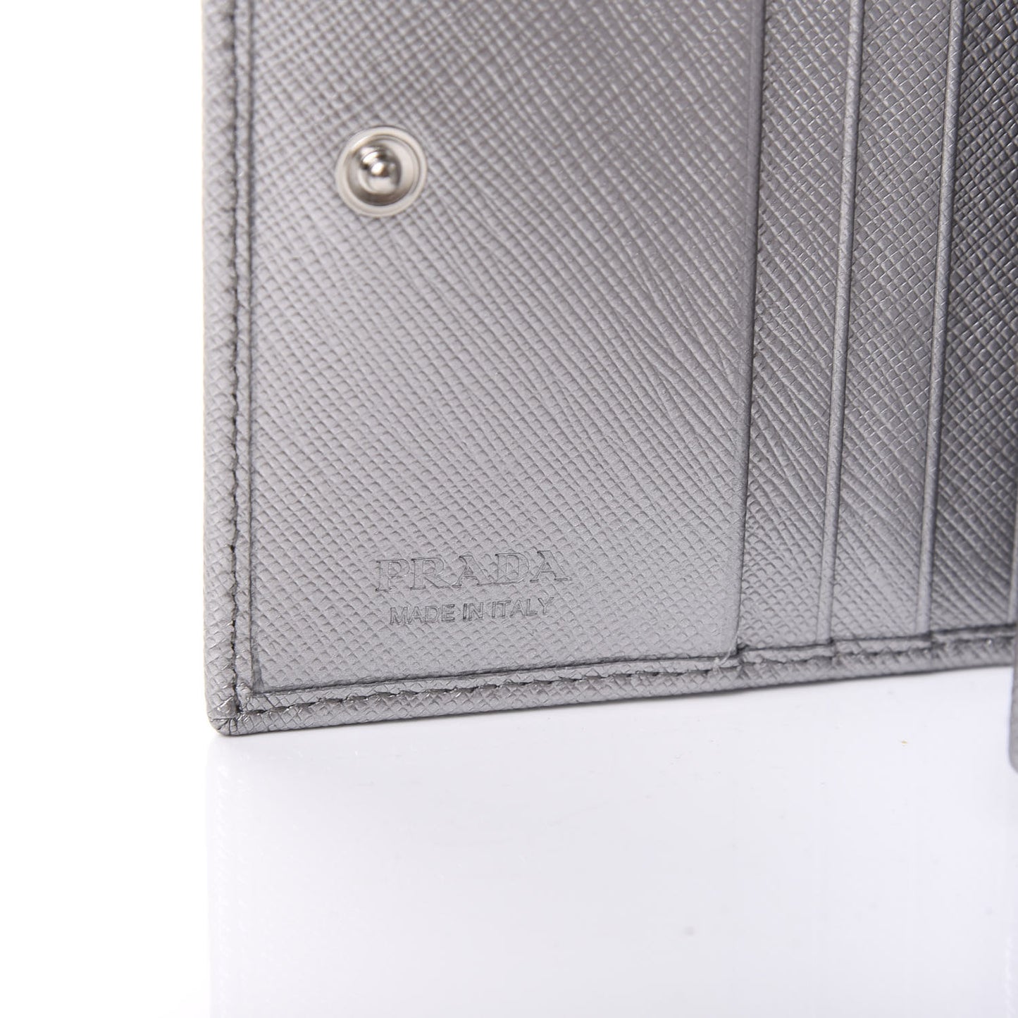 Metallic Saffiano Metal Bi-Fold Wallet Silver