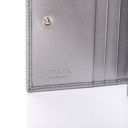 Prada Metallic Saffiano Metal Bi-Fold Wallet Silver 6 of 10
