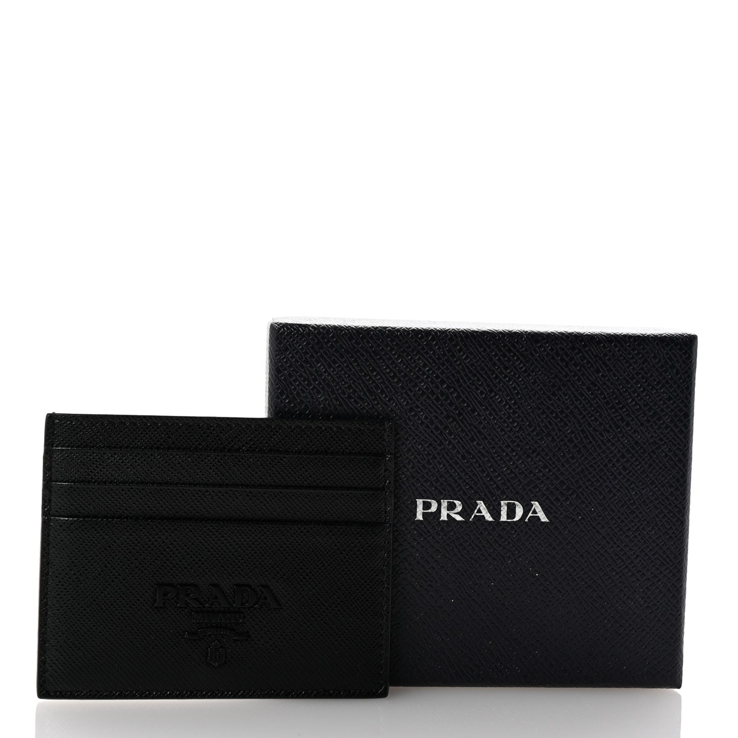 Saffiano Shine Monochrome Card Holder Black