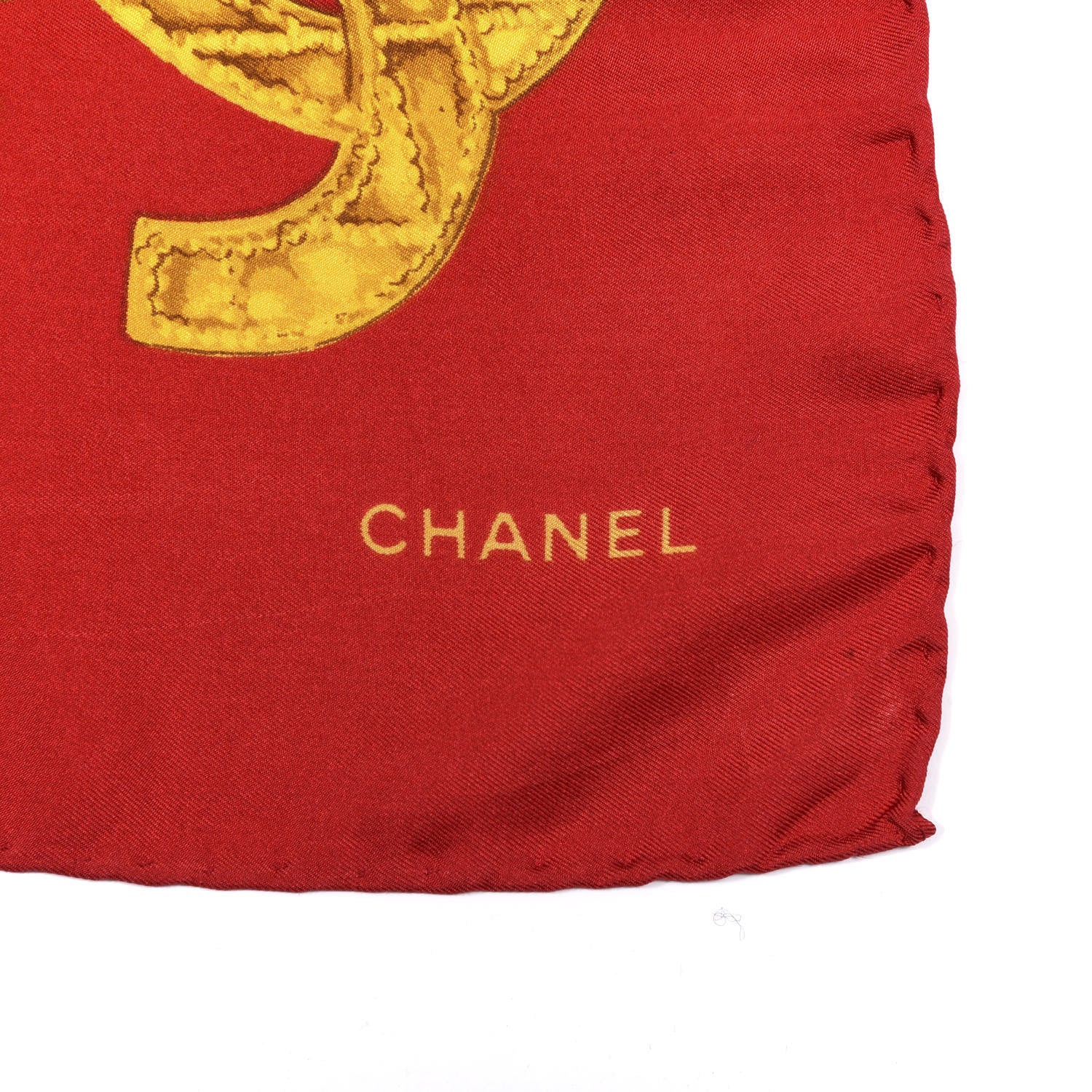 Chanel Silk Chain CC Scarf Red Gold 2 of 3