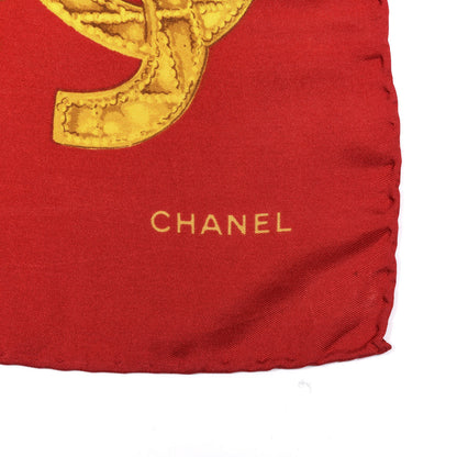Chanel Silk Chain CC Scarf Red Gold 2 of 3