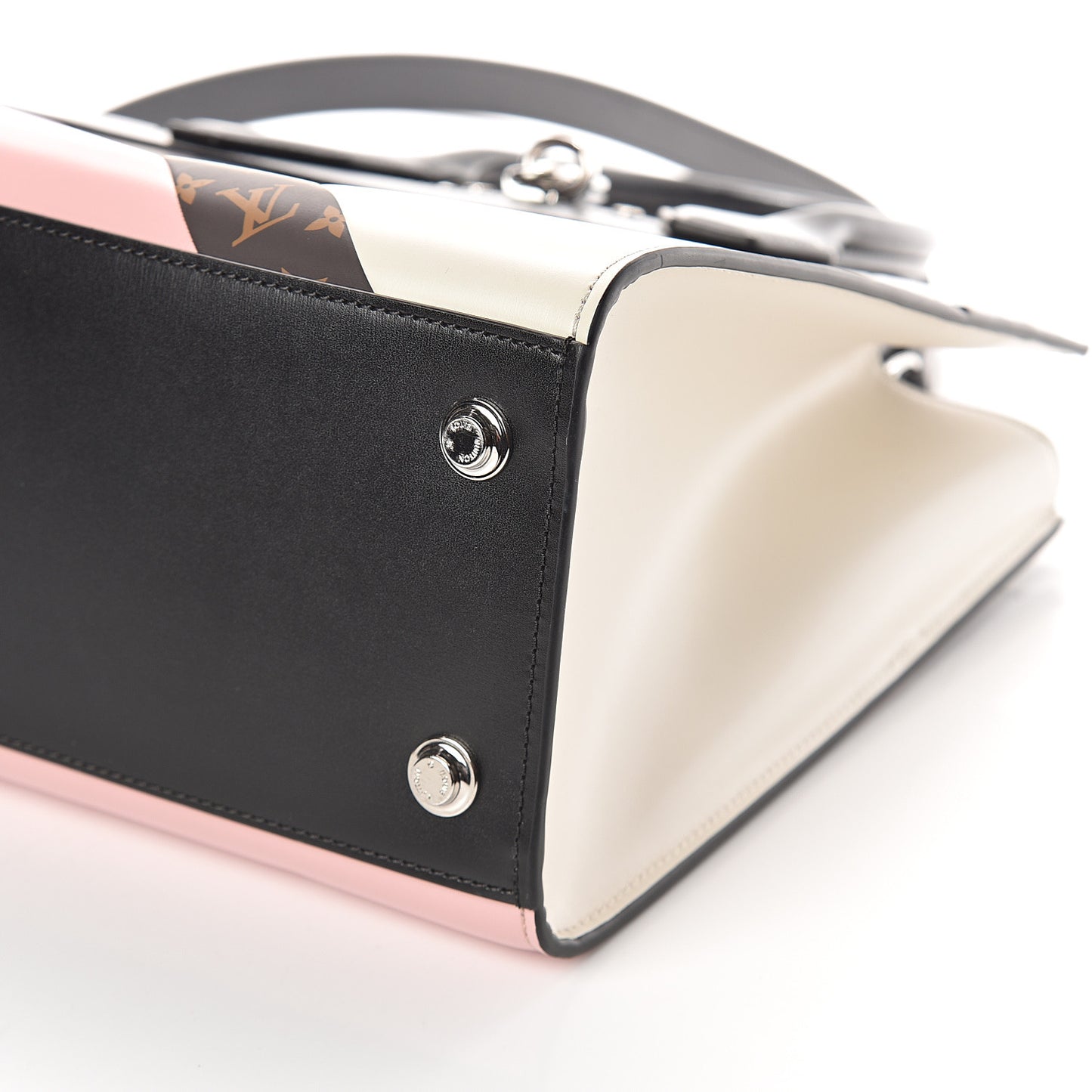 Calfskin Monogram Tape City Steamer MM Rose White Navy