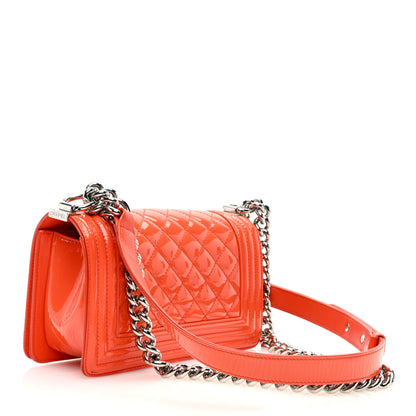 Chanel Patent Calfskin Quilted Small Plexiglass Boy Flap Orange 3 of 13