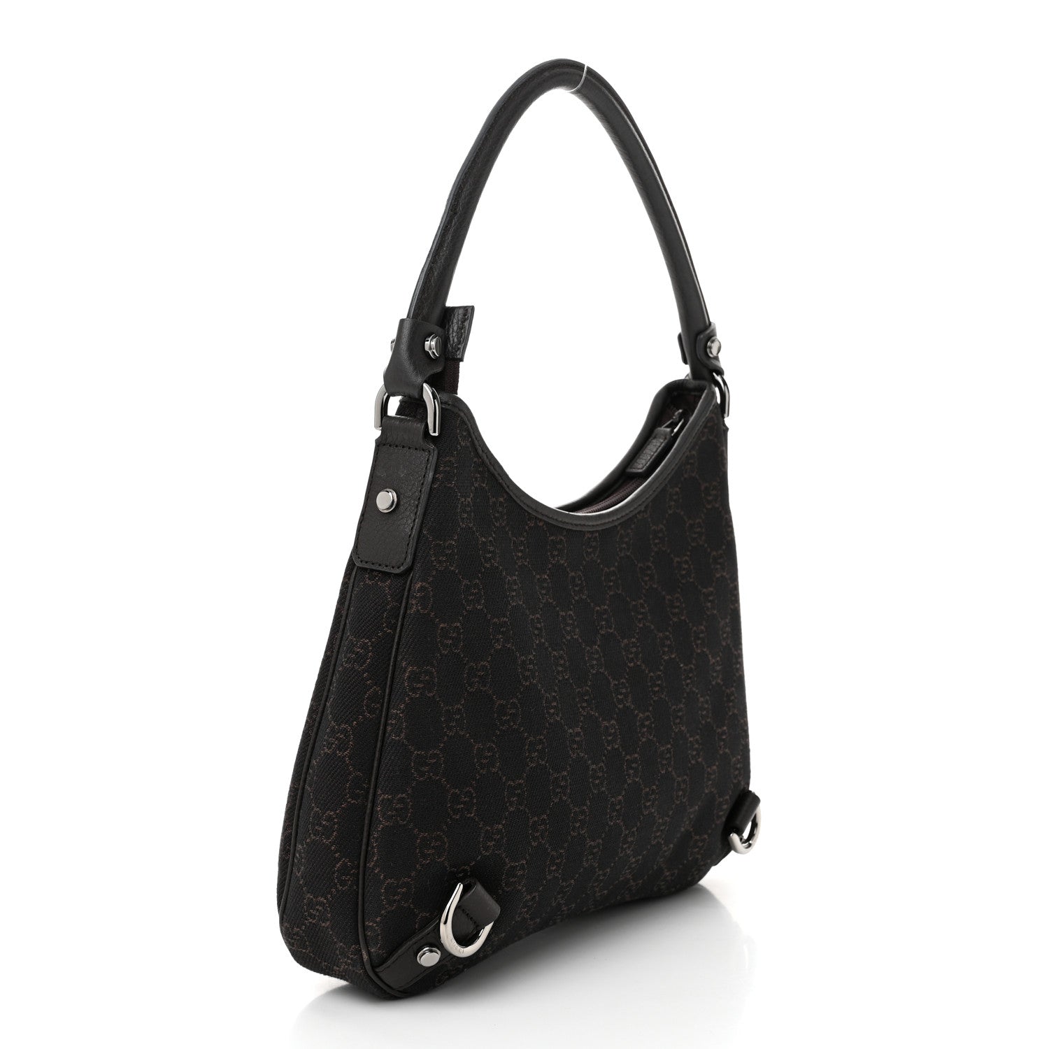 Gucci Denim Monogram Abbey D Ring Hobo Brown 3 of 10