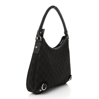 Gucci Denim Monogram Abbey D Ring Hobo Brown 3 of 10