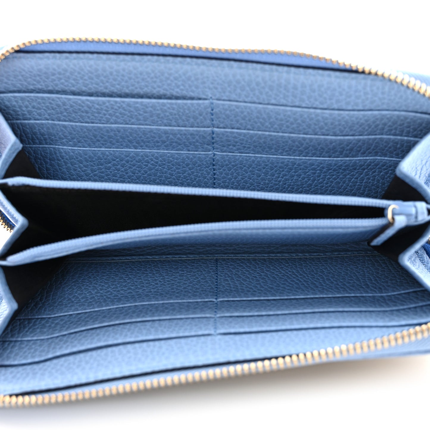 Monogram Dollar Calfskin Zip Around Wallet Beige Ebony Mineral Blue