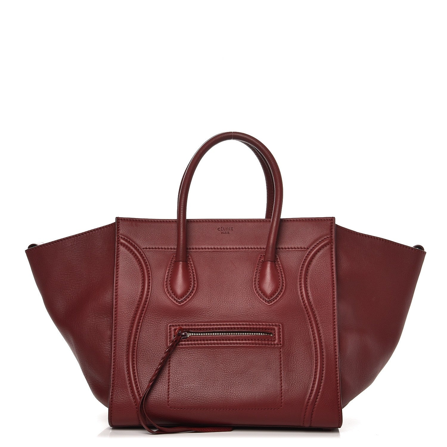 Celine Supple Calfskin Medium Phantom Luggage Burgundy 1 of 8