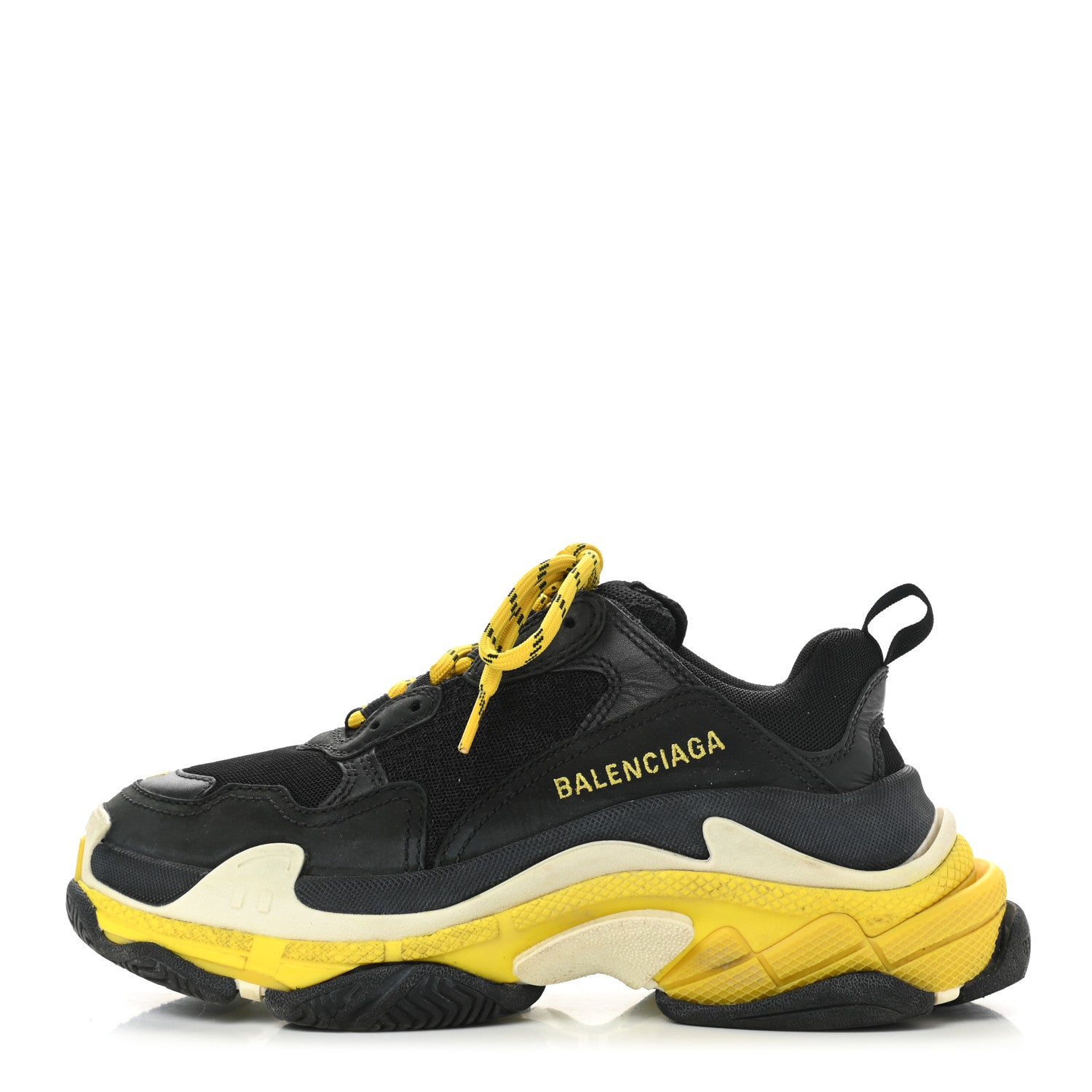 Balenciaga Fabric Mesh Womens Triple S Sneakers 37 Black Yellow 1 of 15