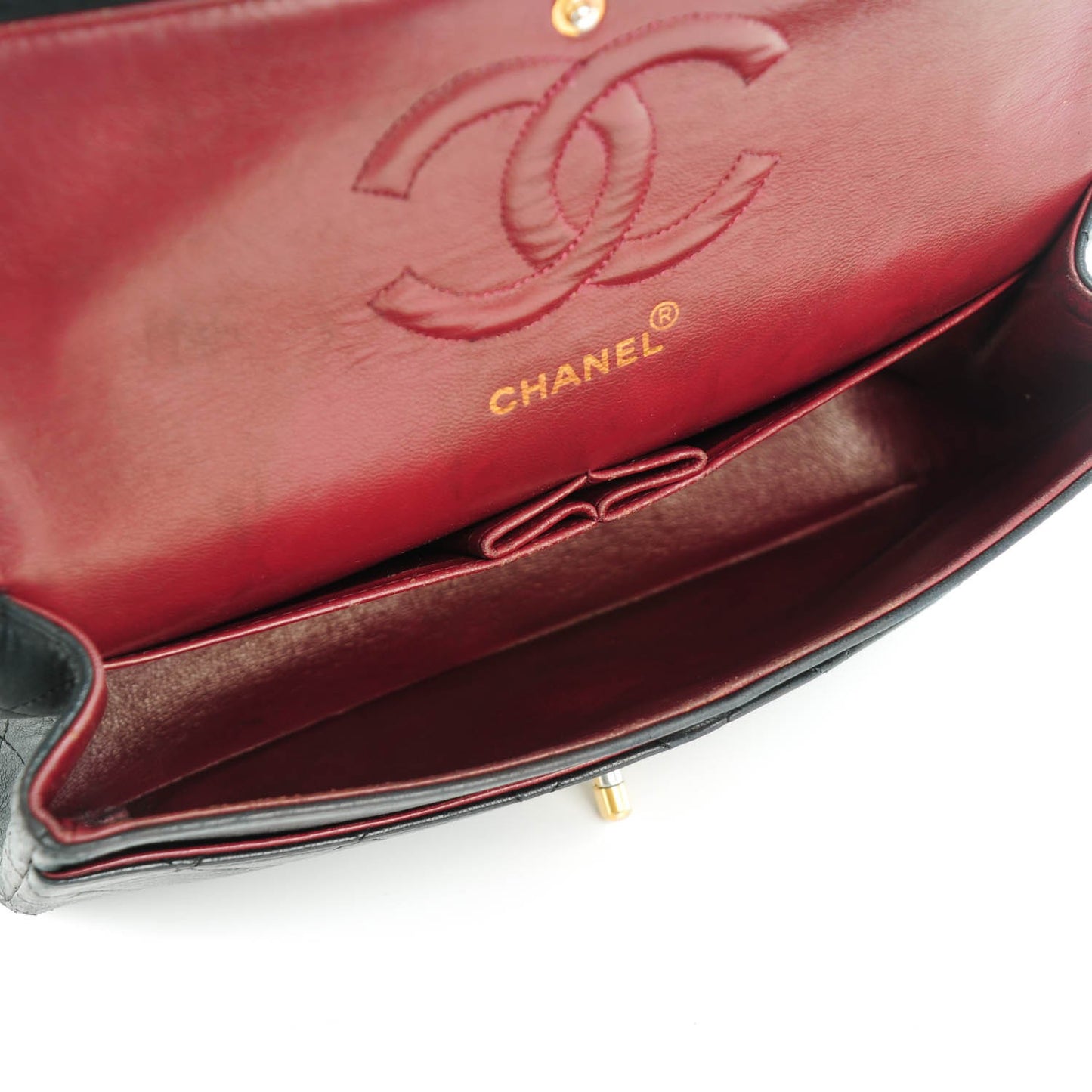 Lambskin Quilted Medium Double Flap Black