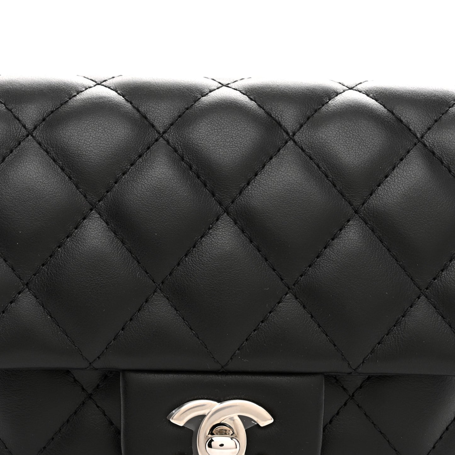 Calfskin Quilted CC Uniform Flap Belt Bag Black