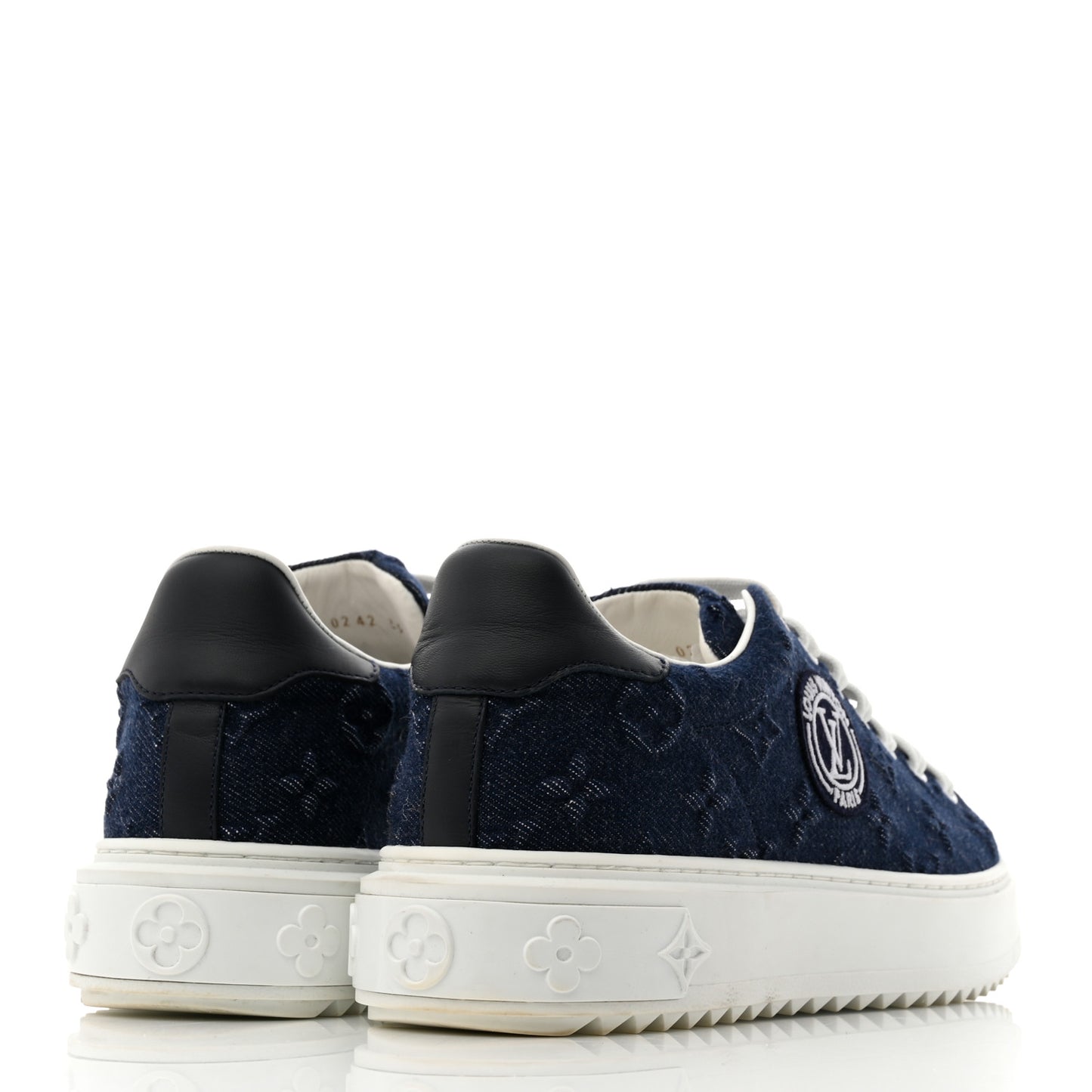 Denim Monogram Debossed Time Out Sneakers 39 Blue