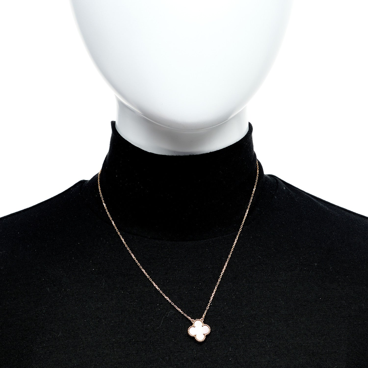 Van Cleef & Arpels 18K Rose Gold Gray Mother of Pearl Vintage Alhambra Pendant Necklace 2 of 6