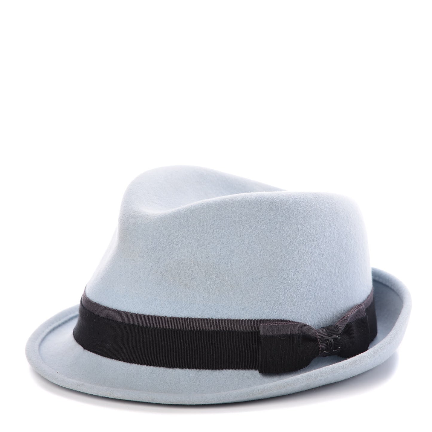 Rabbit Fur Felt CC Fedora Hat M Light Blue
