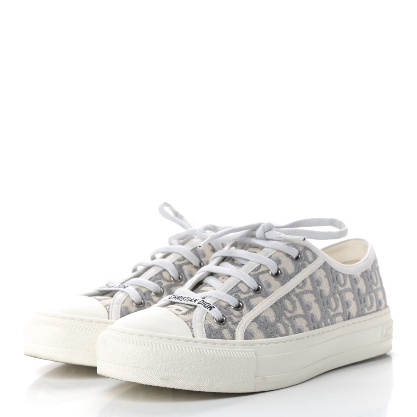Canvas Oblique Walk'N'Dior Low Top Sneakers 40 Grey Stone